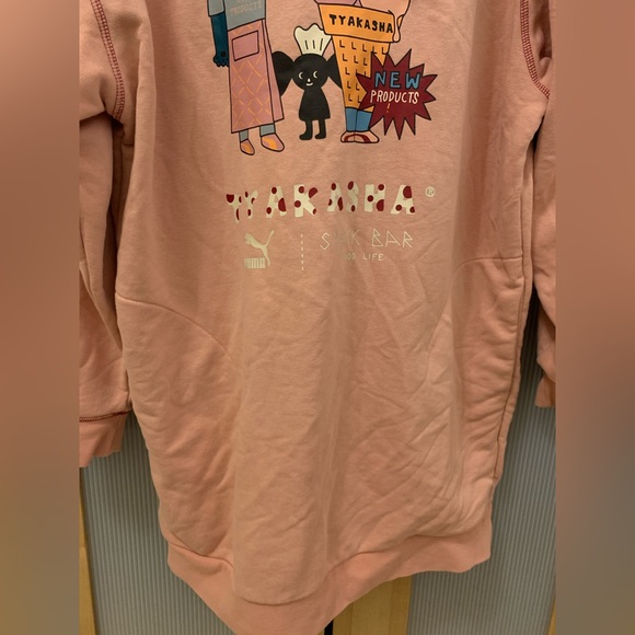 Puma X Tyakasha oversized pullover sweatshirt in peach pink color Size XS - Picture 4 of 16